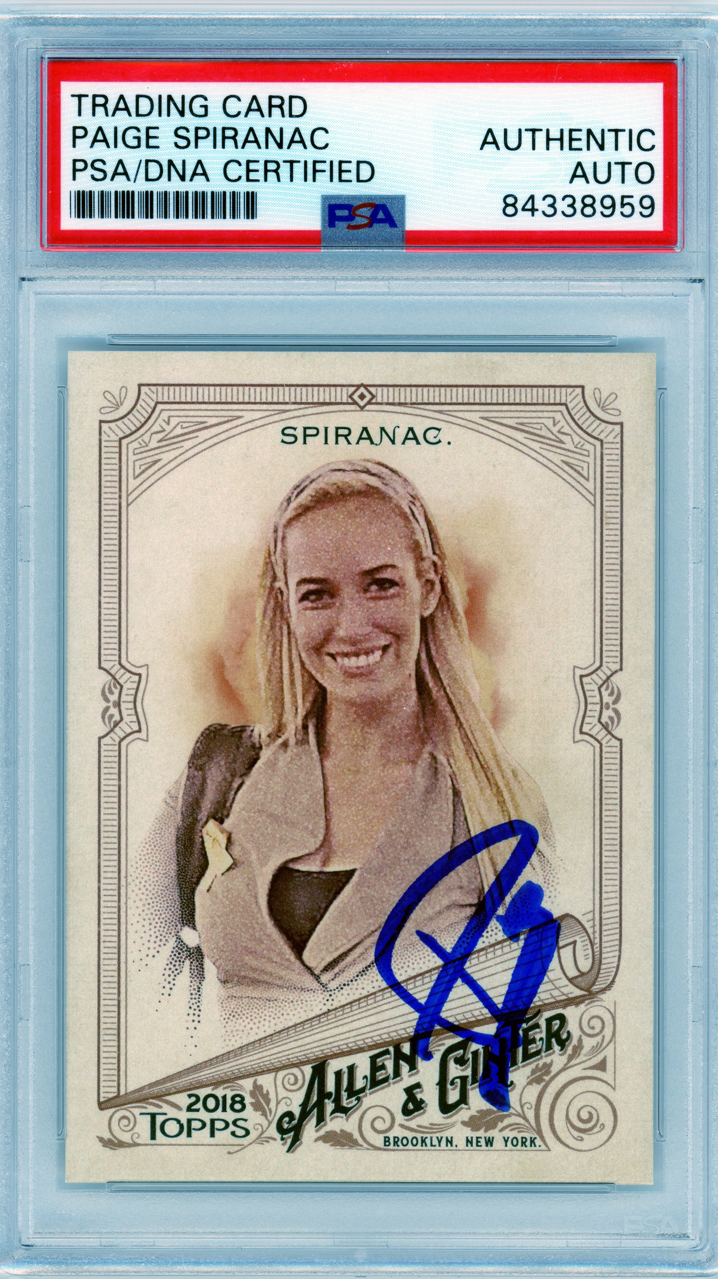 PSA Paige Spiranac on card autograph // 2018 Topps Ailen and ginger