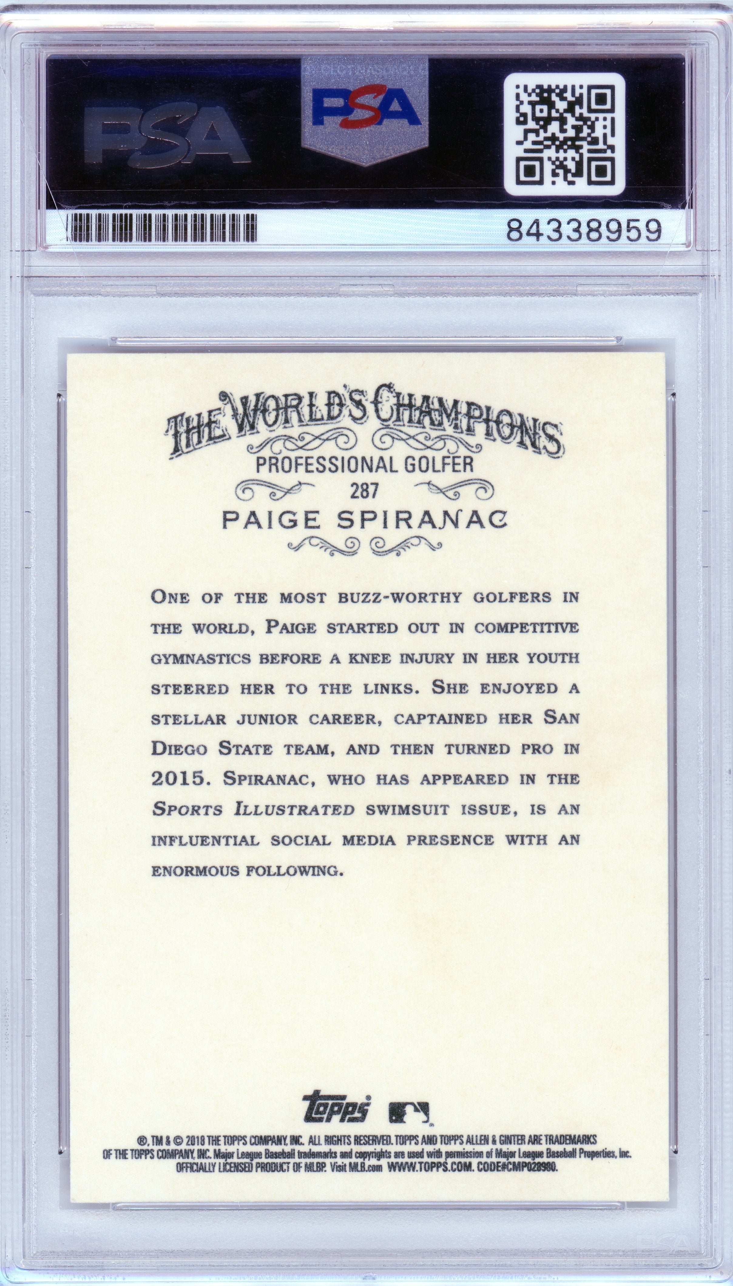 PSA Paige Spiranac on card autograph // 2018 Topps Ailen and ginger