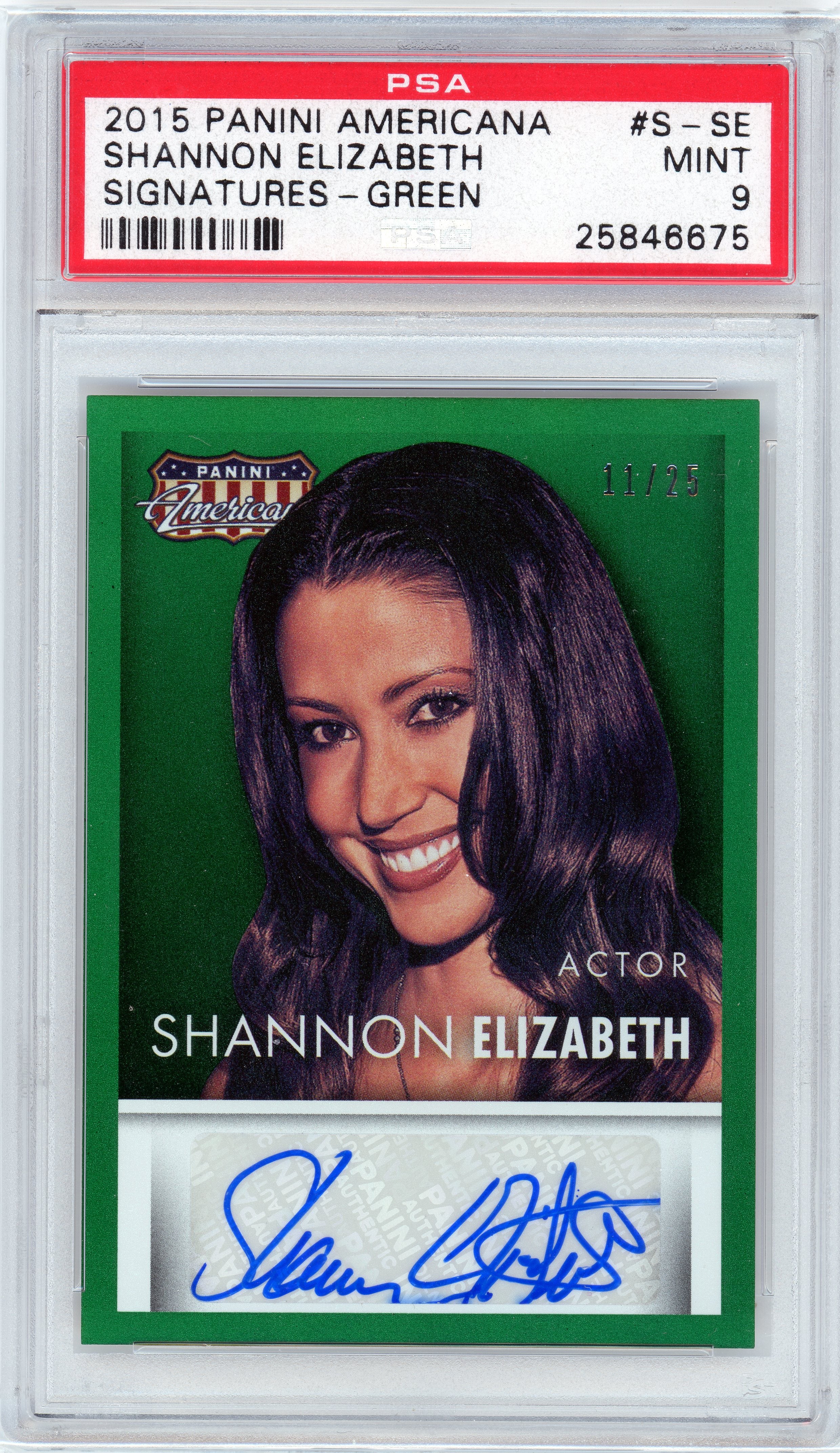 PSA 9 Shannon Elizabeth (scary movie) autograph // POP 1 // 2015 Panini Americana green signature #S-SE
