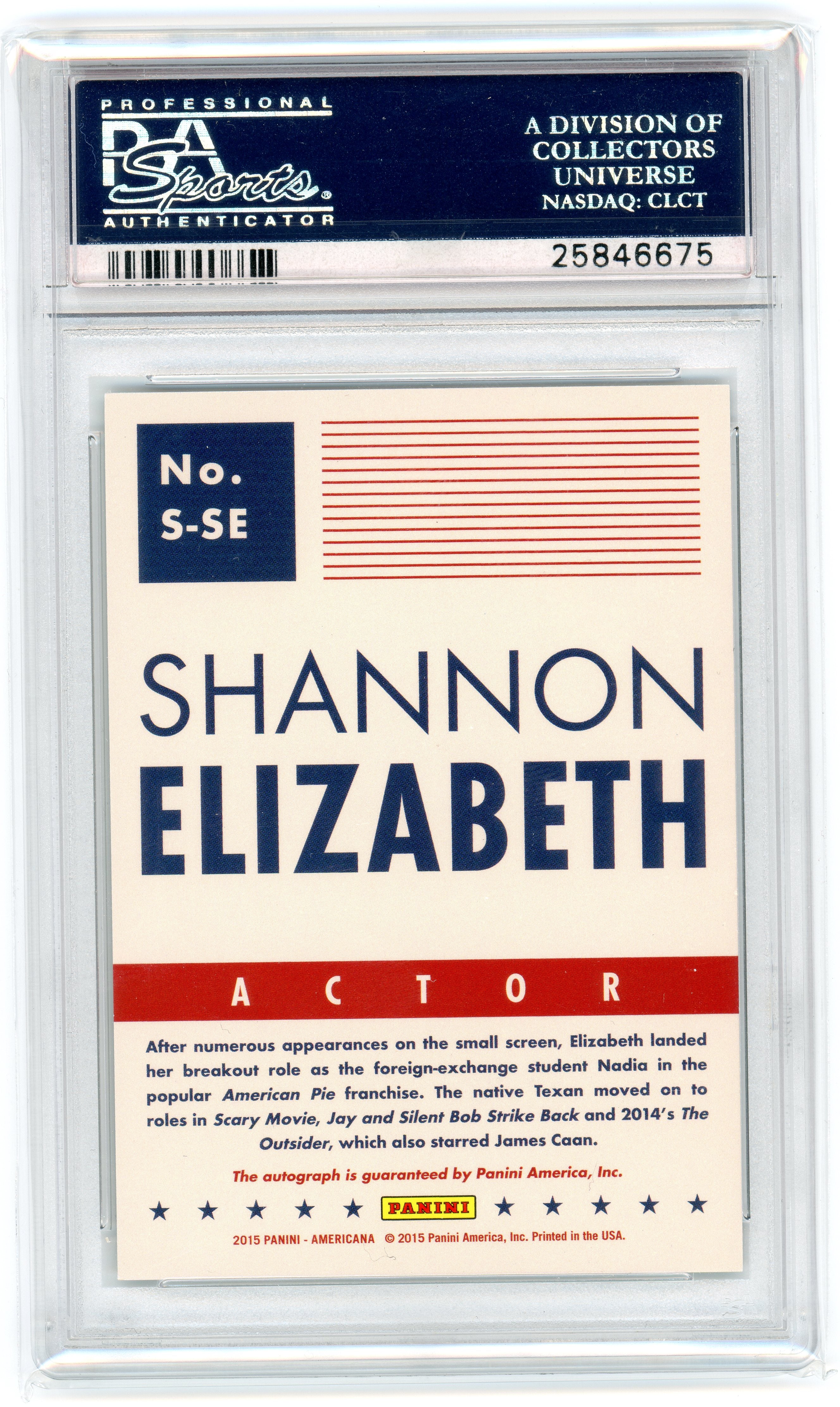 PSA 9 Shannon Elizabeth (scary movie) autograph // POP 1 // 2015 Panini Americana green signature #S-SE