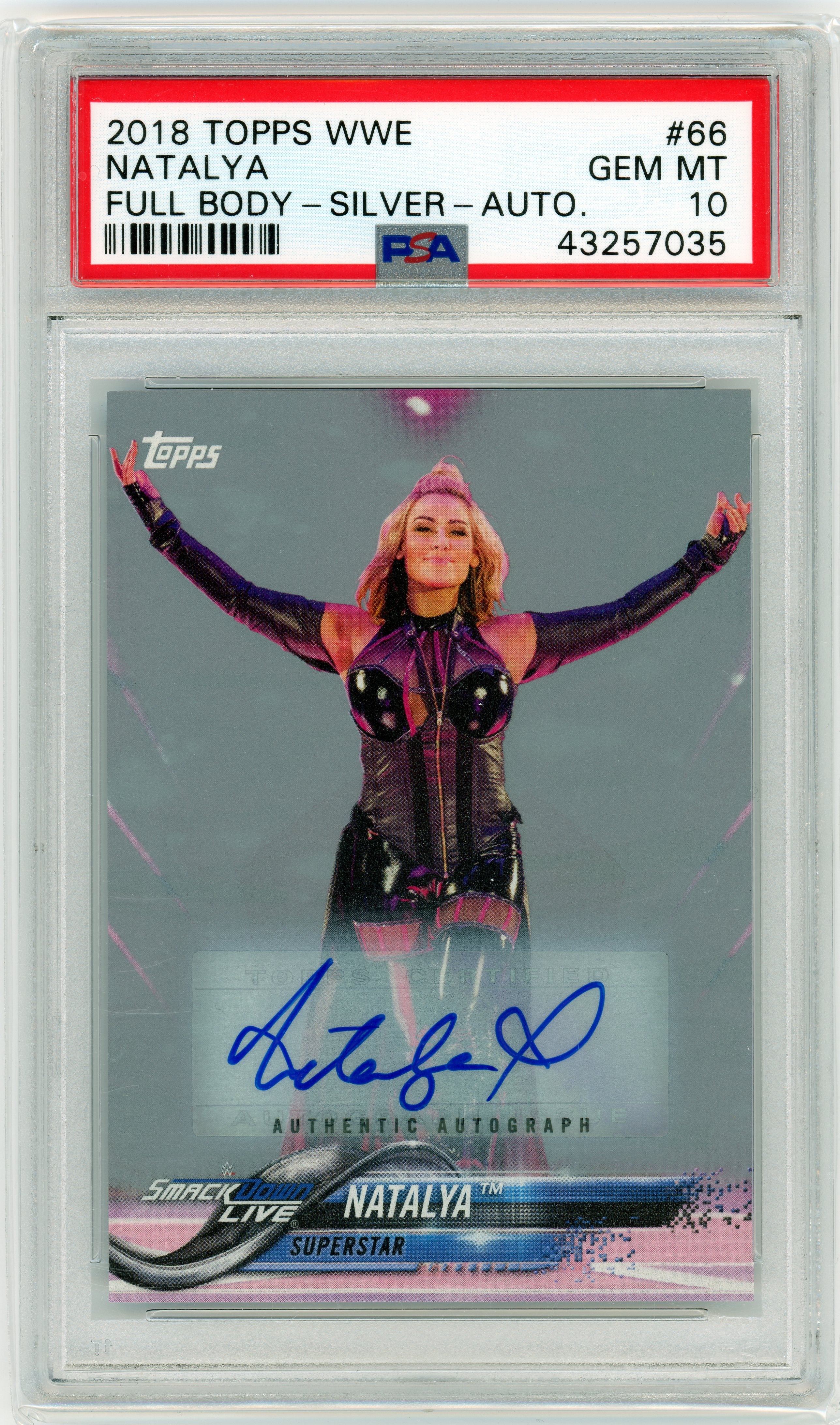 PSA 10 Gem Mint Natalya auto // POP 1 // 2018 Topps WWE Full body silver #66