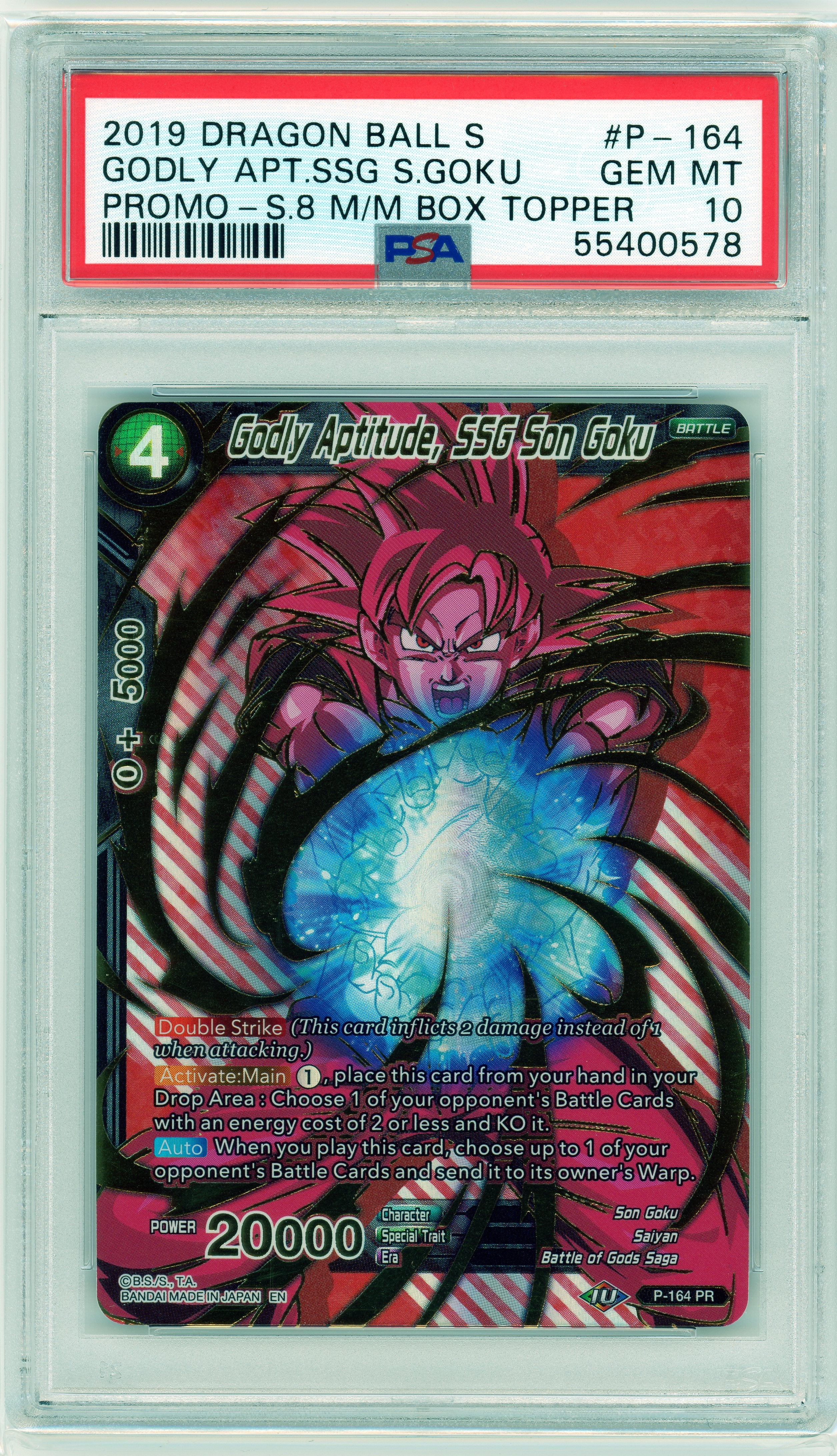 PSA 10 Godly Aptitude, SSG Son Goku // 2019 Dragon Ball Super promo box topper #P-164