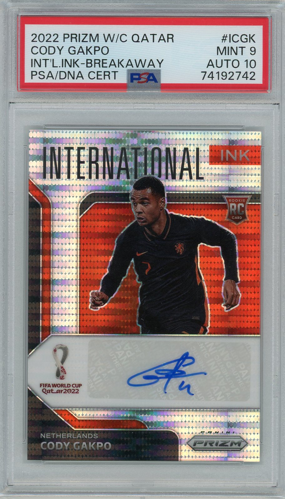 PSA 9 Liverpool Cody Gakpo // 2022 Prizm Qatar // AUTO 10